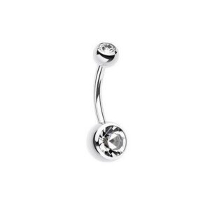 Piercing banane nombril titane G23 avec zircon - Jax Ink Tattoo La Réunion