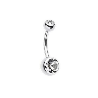 Piercing banane nombril titane G23 avec zircon - Jax Ink Tattoo La Réunion