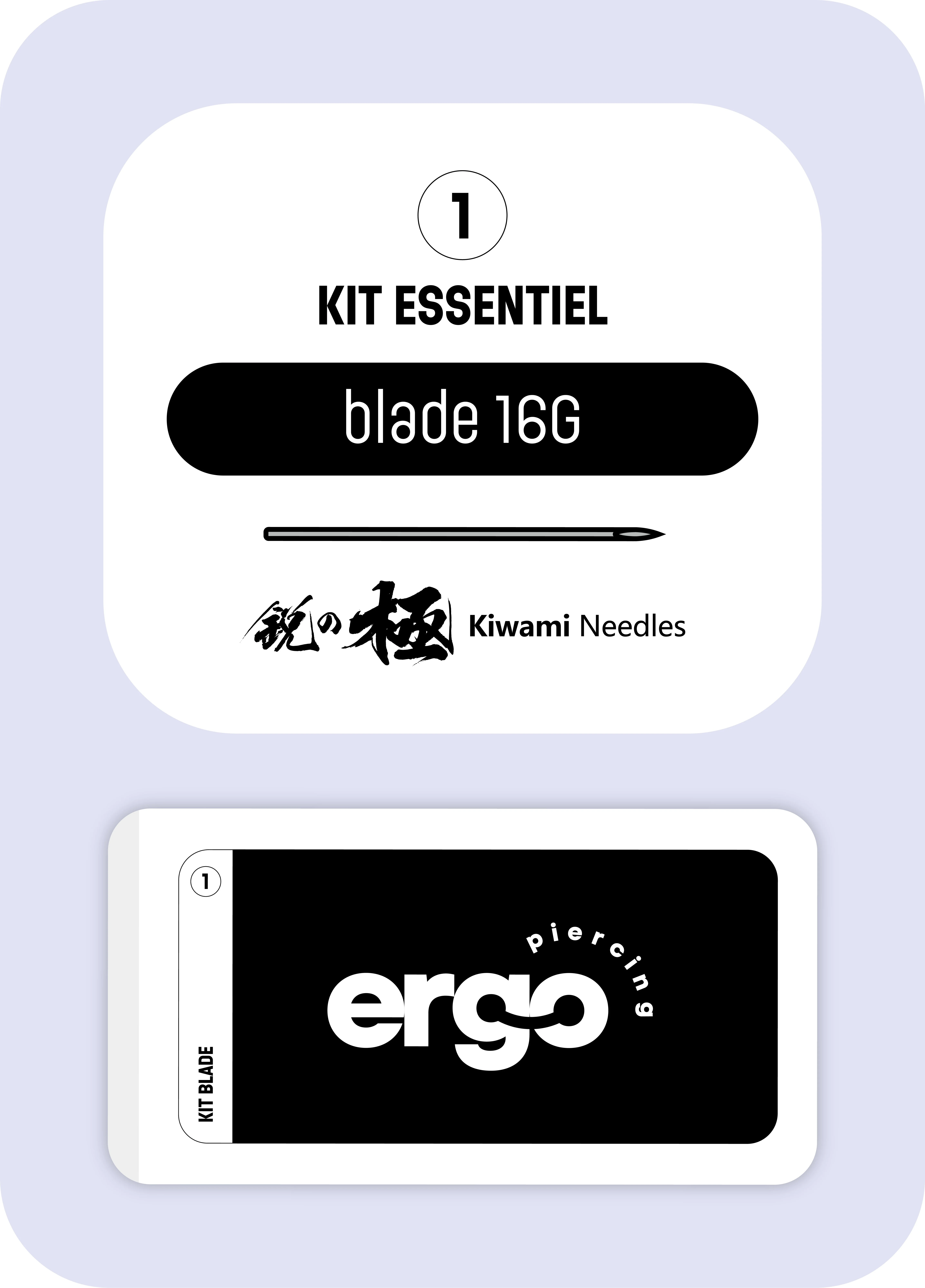 Kit matériel piercing professionnel blade 16G Ergo