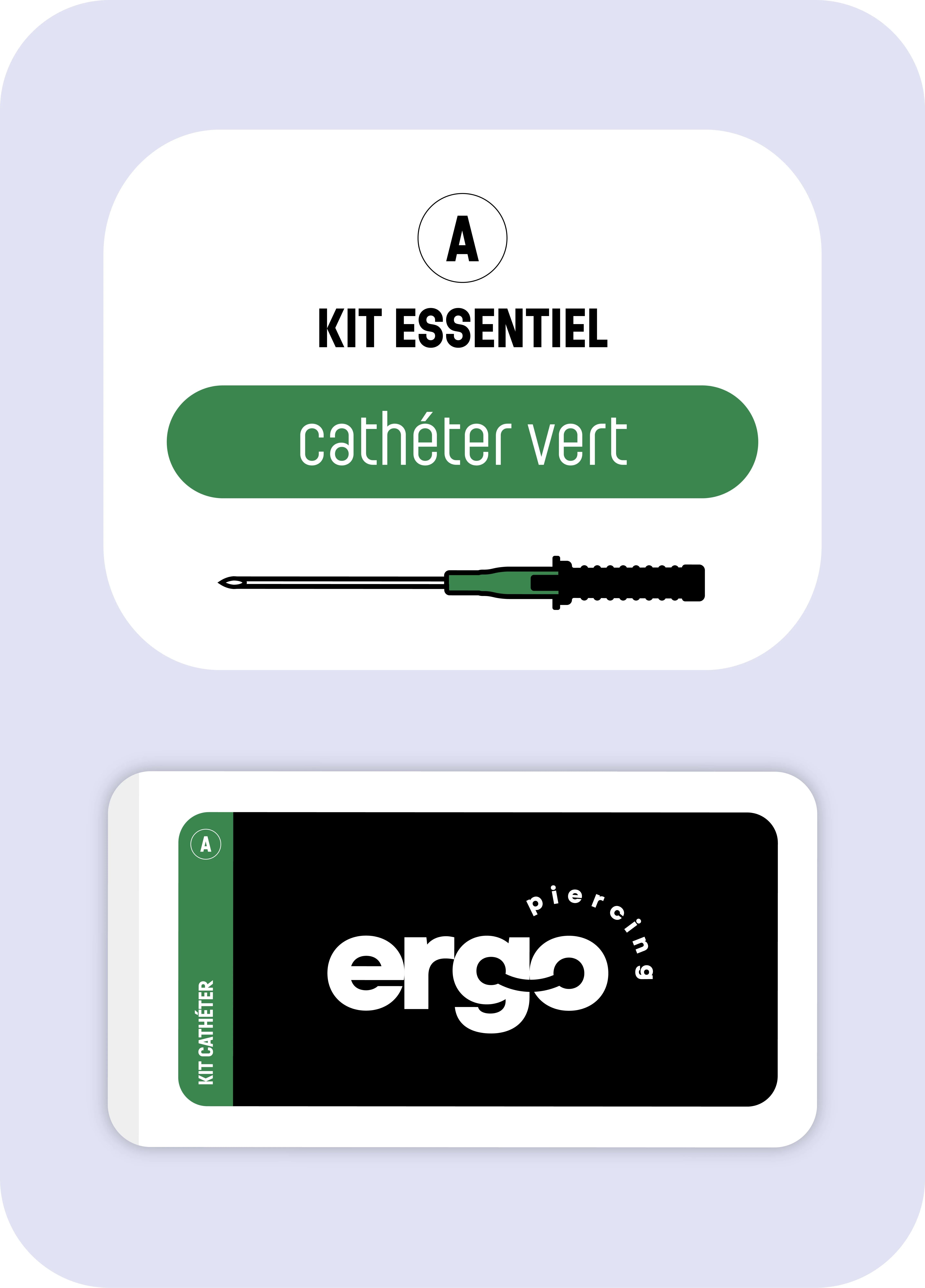 Kit matériel piercing professionnel cathéter vert 18G Ergo