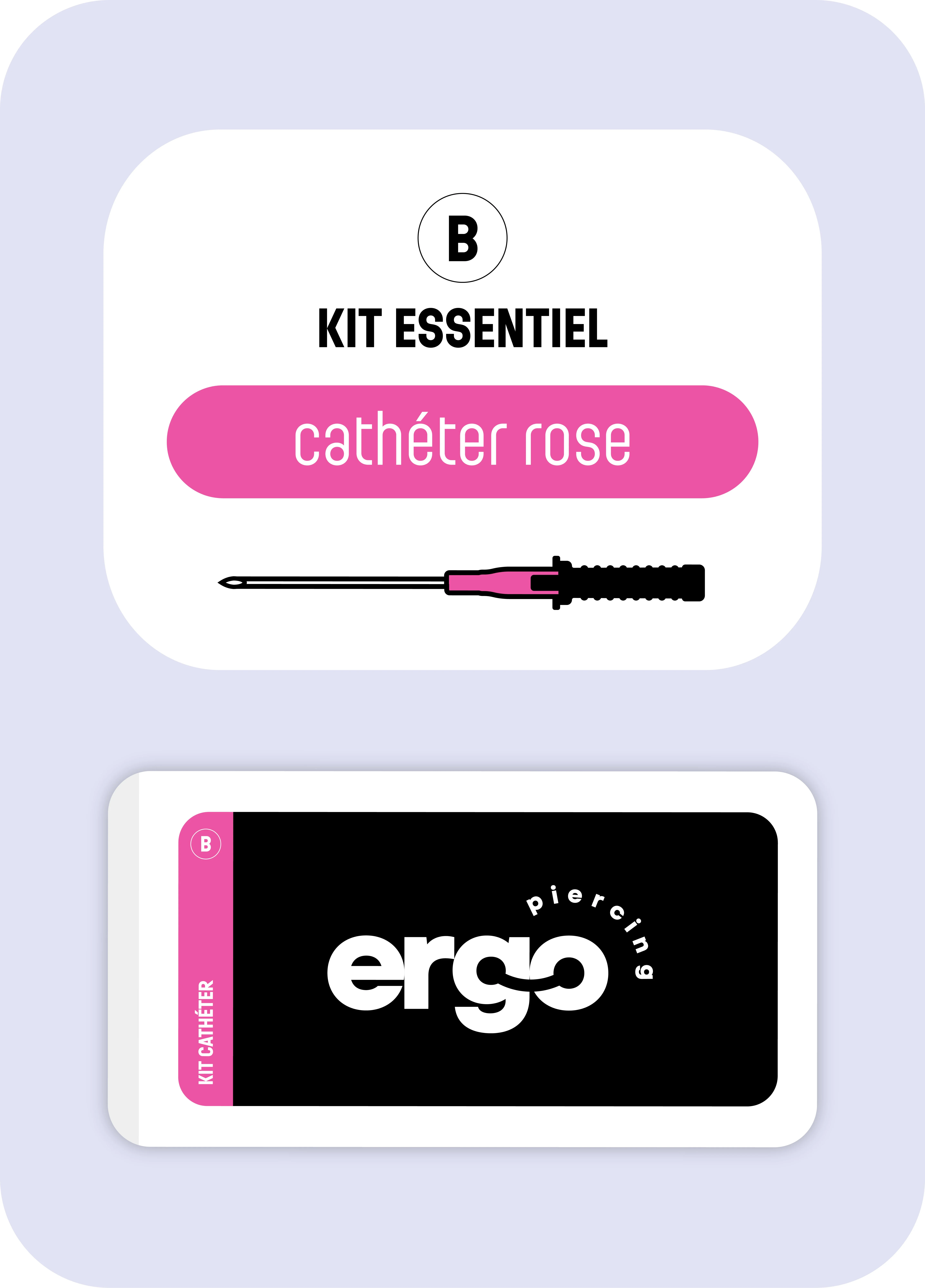 Kit piercing professionnel cathéter rose 20G Ergo