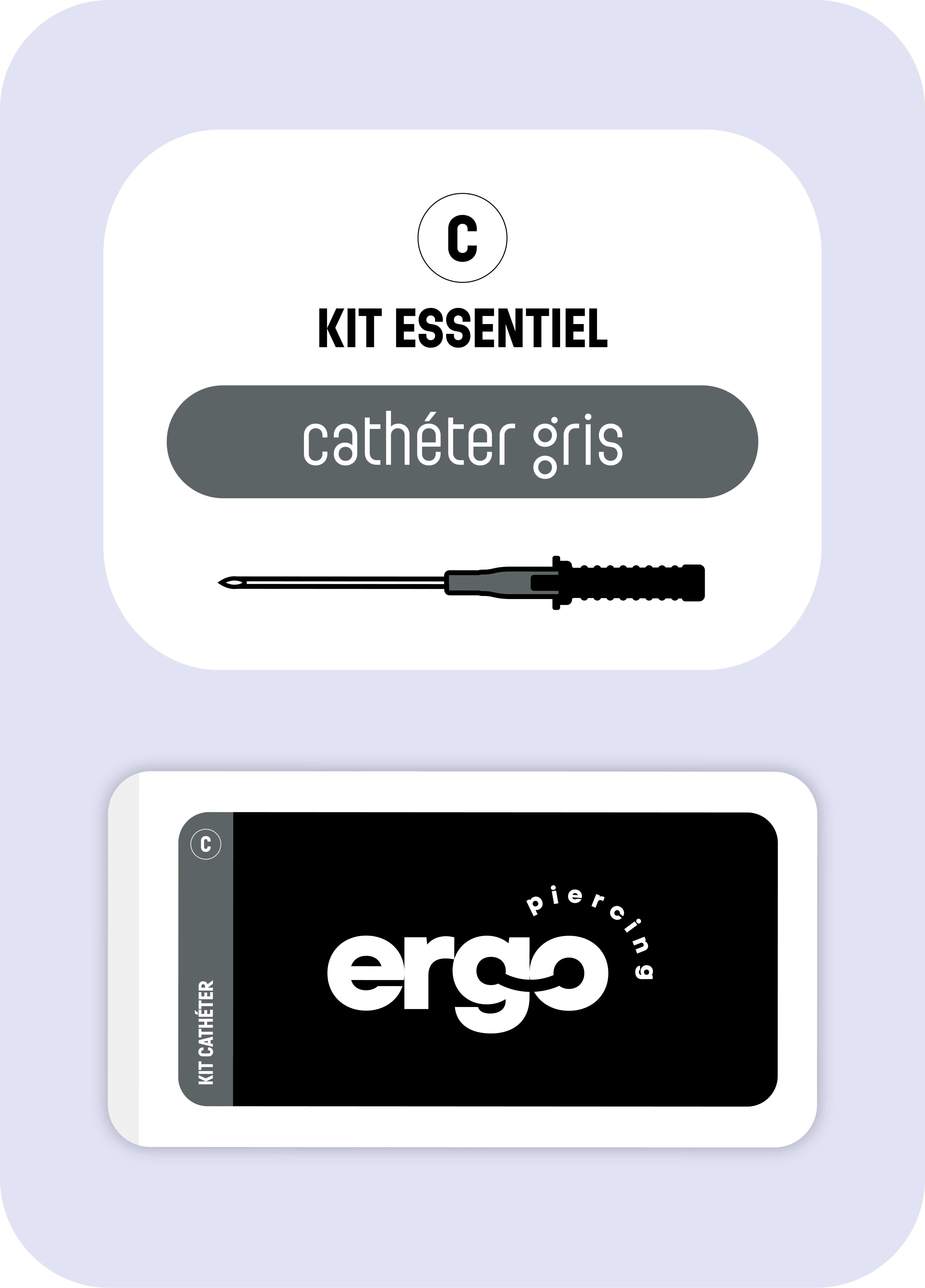 Kit piercing professionnel cathéter gris 16G Ergo