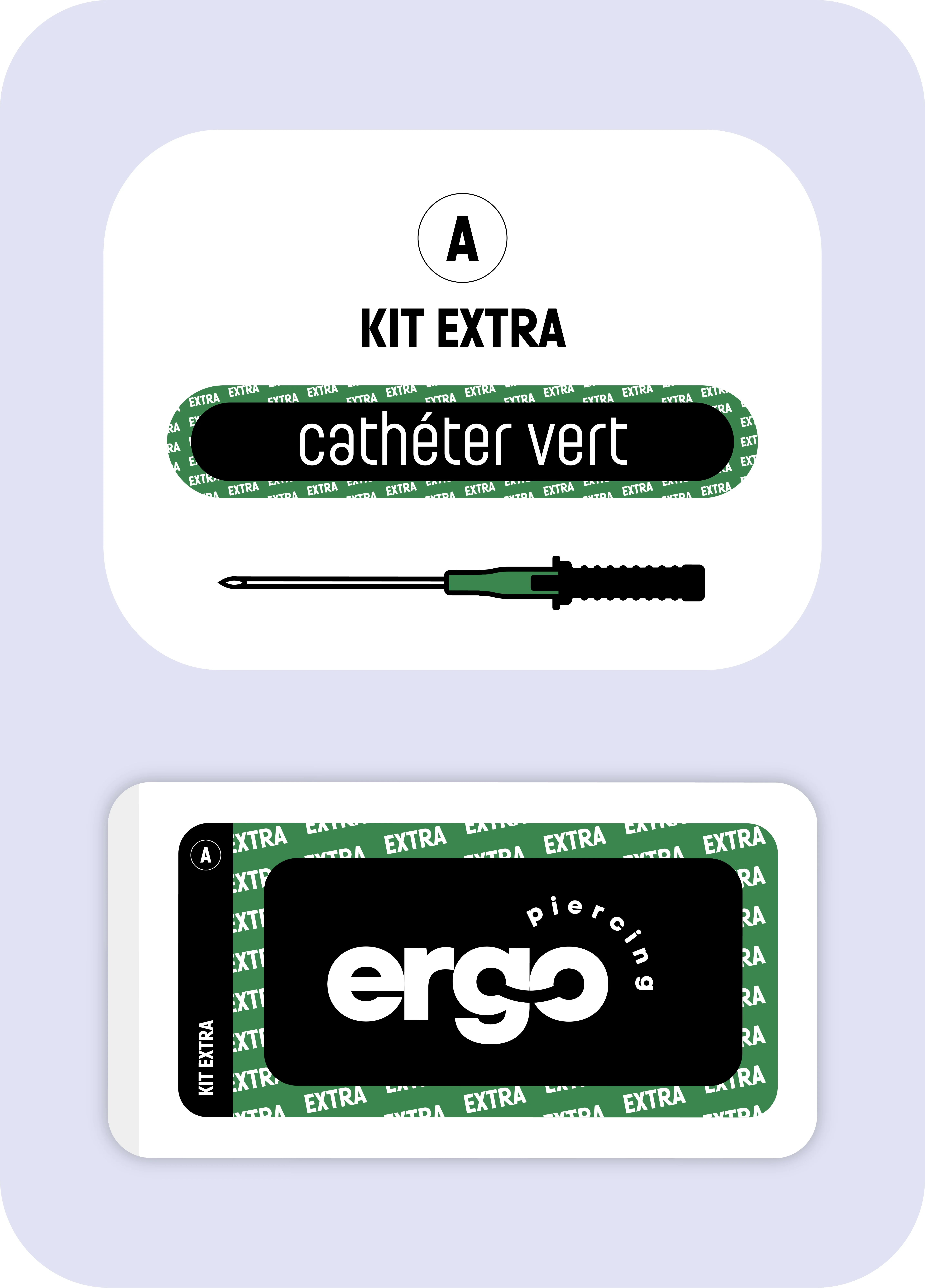 Kit piercing extra vert 18G Ergo Piercing