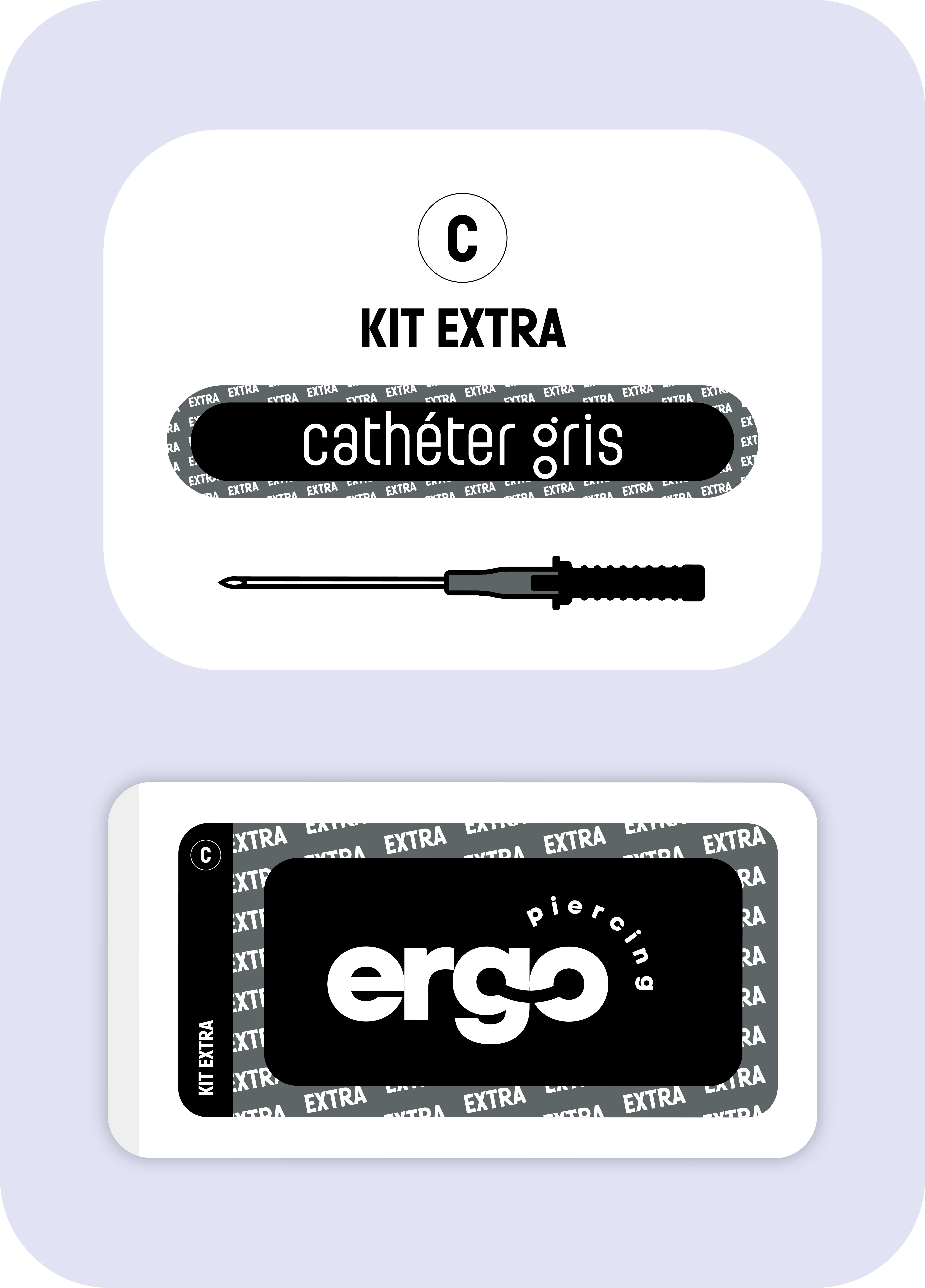 Cathéter piercing professionnel gris 16G Ergo