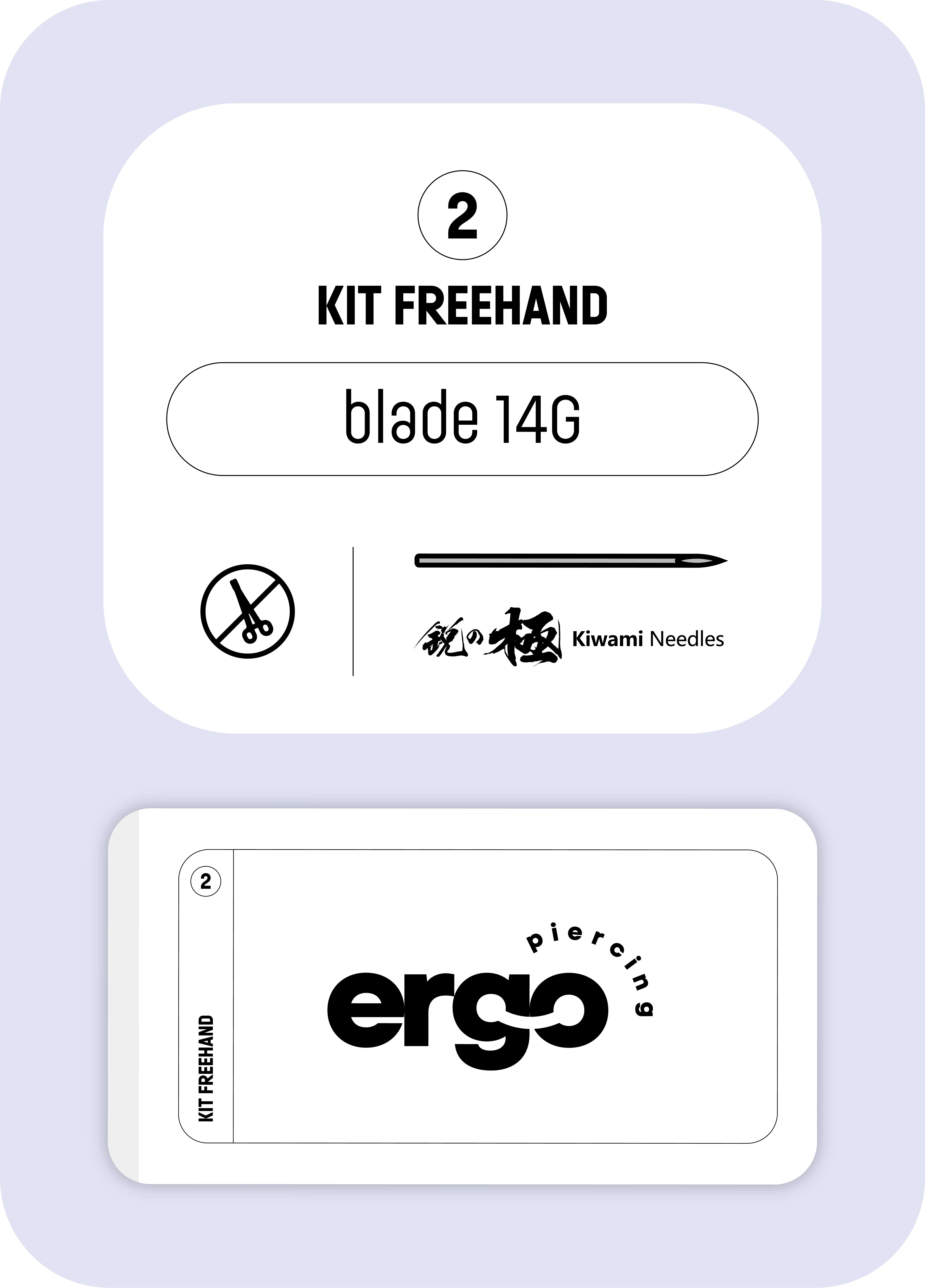 Kit piercing professionnel Freehand blade 14G Ergo