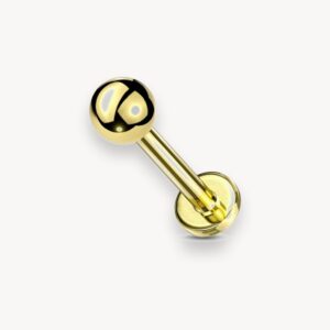 Piercing labret titane finition dorée PVD — Jax Ink Tattoo La Réunion