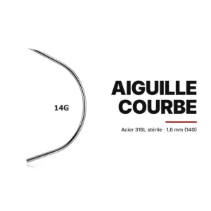 Aiguille Piercing Courbe Stérile Acier 316L 1,6 mm (14G) – La Réunion