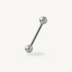 Piercing Barre Téton Double Strass Transparent Acier 316L 1,6 mm – La Réunion