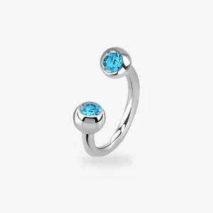 Piercing Fer à Cheval Double Strass Aquamarine Acier 316L 1,2 mm – La Réunion