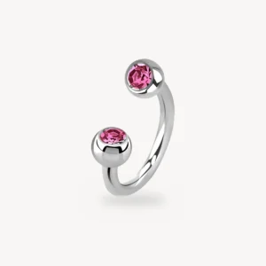 Piercing Fer à Cheval Double Strass Rose Acier 316L 1,2 mm – La Réunion