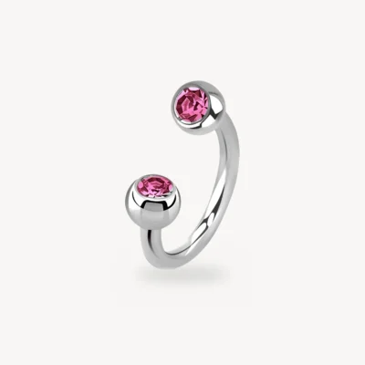 Piercing Fer à Cheval Double Strass Rose Acier 316L 1,2 mm – La Réunion