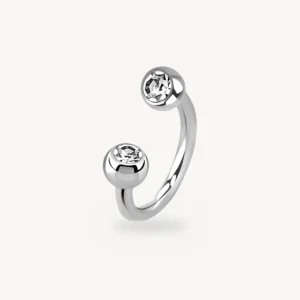 Piercing Fer à Cheval Double Strass Transparent Acier 316L 1,2 mm – La Réunion