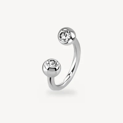 Piercing Fer à Cheval Double Strass Transparent Acier 316L 1,2 mm – La Réunion