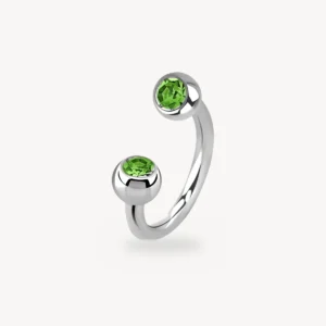 Piercing Fer à Cheval Double Strass Vert Acier 316L 1,2 mm – La Réunion
