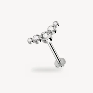 Piercing Labret 5 Zircons en Arc Titane G23 Transparent 1,2 mm – La Réunion