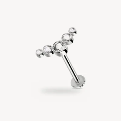 Piercing Labret 5 Zircons en Arc Titane G23 Transparent 1,2 mm – La Réunion
