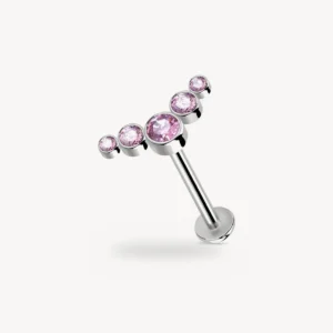 Piercing Labret 5 Zircons en Arc Titane G23 Rose 1,2 mm – La Réunion