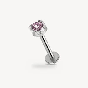 Labret zircon serti griffes titane G23 lavande