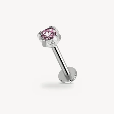 Piercing Labret Zircon Serti Griffes Titane G23 Zircon Lavande 1,2 mm – La Réunion