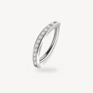Piercing Nombril Charnière Pavé Zircons Argent Acier 316L 1,6 mm – La Réunion