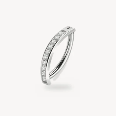 Piercing Nombril Charnière Pavé Zircons Argent Acier 316L 1,6 mm – La Réunion
