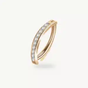 Piercing Nombril Charnière Pavé Zircons Or Rose Acier 316L 1,6 mm – La Réunion