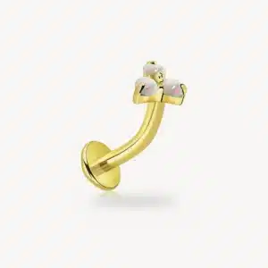 Piercing Nombril Flottant Titane G23 Doré Opale Blanche 1,6 mm – La Réunion